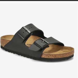 Birkenstock Arizona Birko 2 Strap Sandal Buckles Black Leather EVA Cork 12.5 US